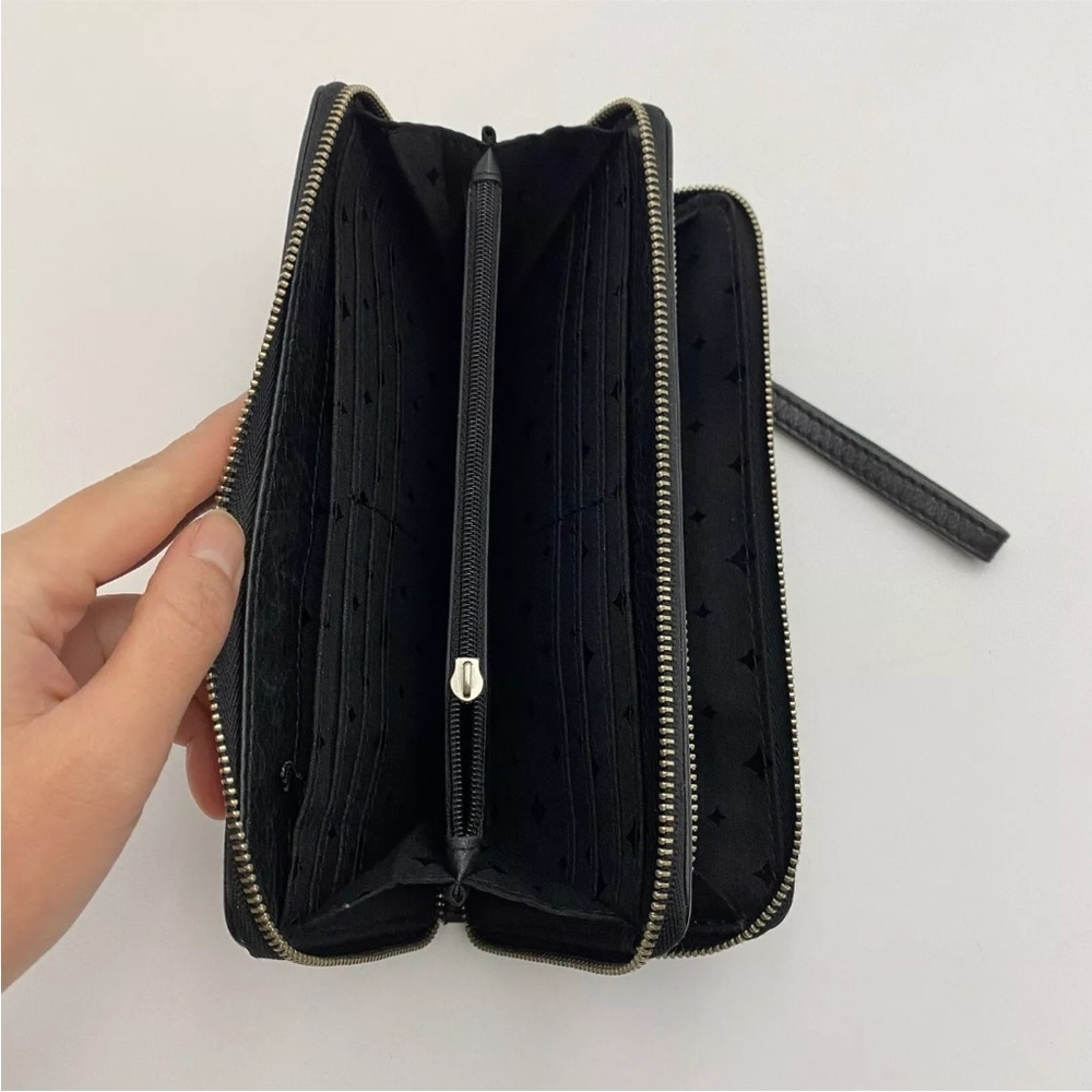 FOSSIL Black Cowhide Leather Clutch Wallet Keyhole Zip Around 8"x4.25" - Picture 5 of 9